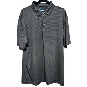 PGA Tour Golf Polo Men’s XL Gray Striped Performance Wear Shirt EUC Sort Sleeve